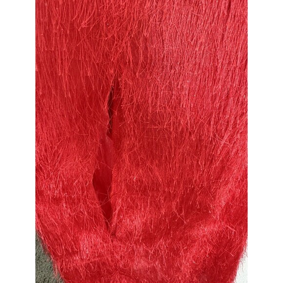 Topshop Red Feather Shimmer Halter Open Back Slit Dress Size 4 Formal Prom Maxi - Picture 7 of 7